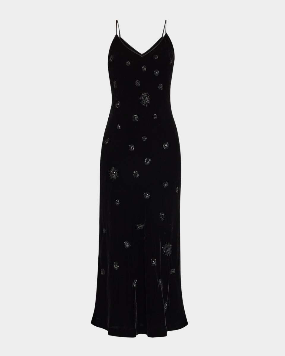 Spaghetti-Strap Velvet Slip Dress